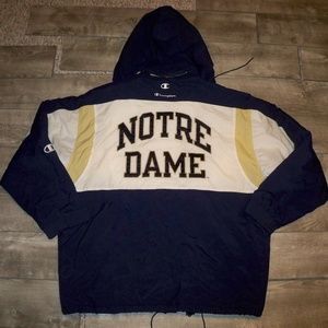 Vtg Notre Dame Fighting Irish Champion Football Men's Parka Jacket Coat Sz Large
